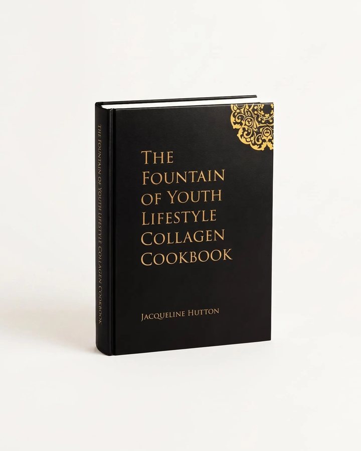 The hardcover Fountain of Youth Lifestyle Collagen Cookbook by Jacqueline Hutton